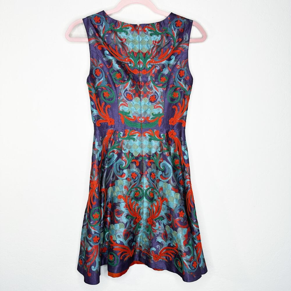 Anthropologie Pankaj & Nidhi Octave Floral Embroidered Applique Mini Dress 0 - Picture 9 of 15